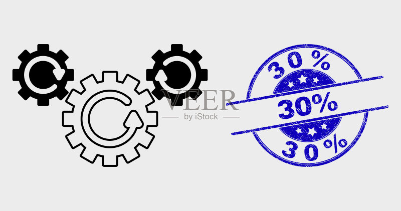 齿轮旋转图标和划痕30线条图标图标素材