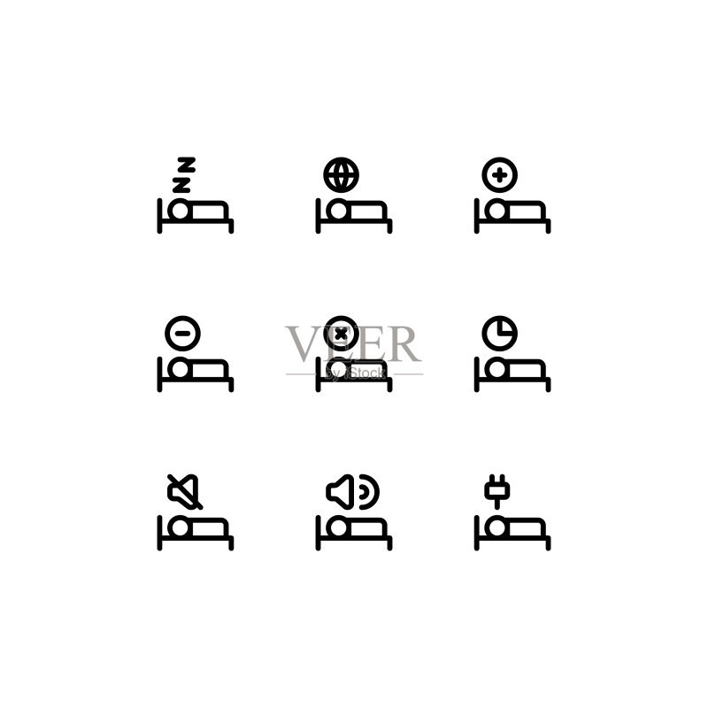 睡前休息睡眠图标套装图标素材