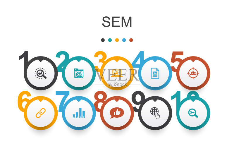 SEM信息图表设计模板搜索引擎图标素材