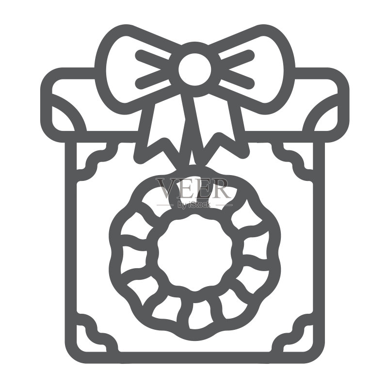 圣诞礼盒线条图标,新年礼物图标素材