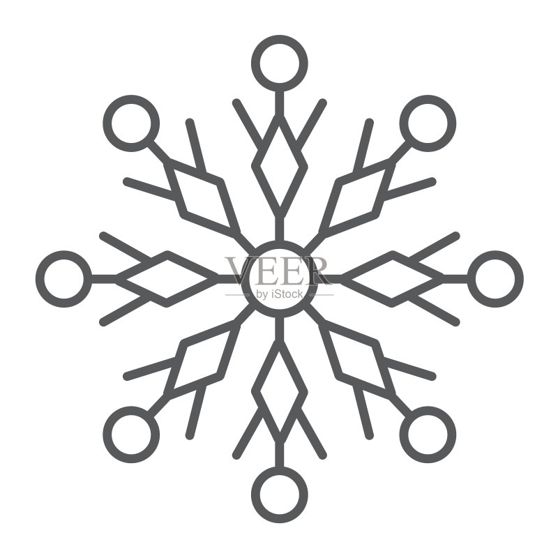 冬季冰雪细线雪花图标图标素材