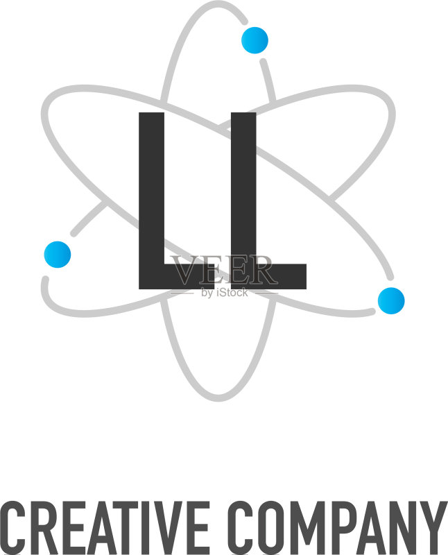 字母LL原子中子设计标志图标素材