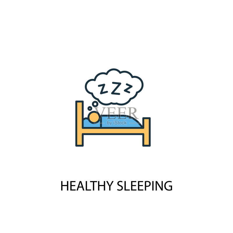 健康睡眠概念双色线条图标图标素材