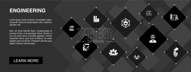 10个图标概念设计的工程banner图标素材