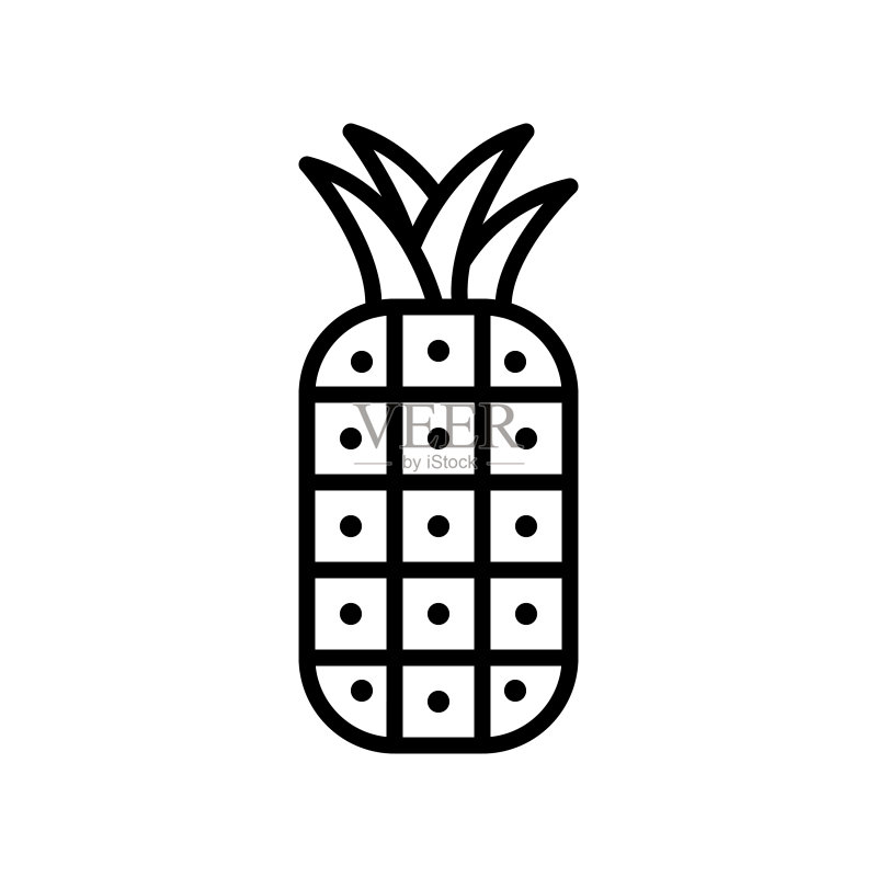 菠萝夏季派对相关线性图标图标素材