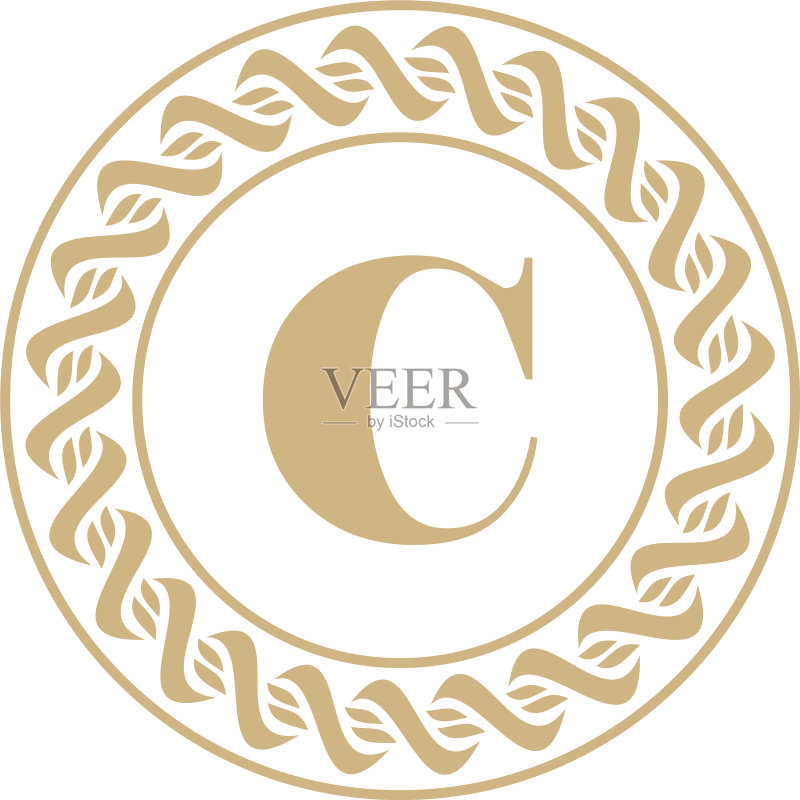 圆形C字母优雅logo模板图标素材