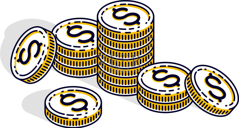 白色背景上的现金硬币图标素材