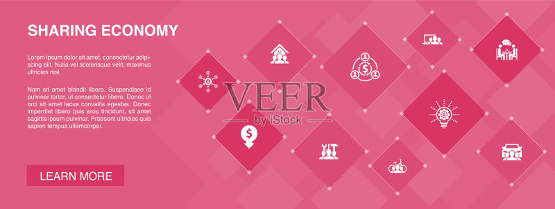 共享经济banner 10图标概念及联合办公图标素材
