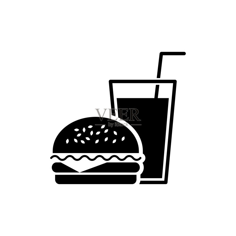 汉堡和饮料图标矢量插图模板设计图标素材