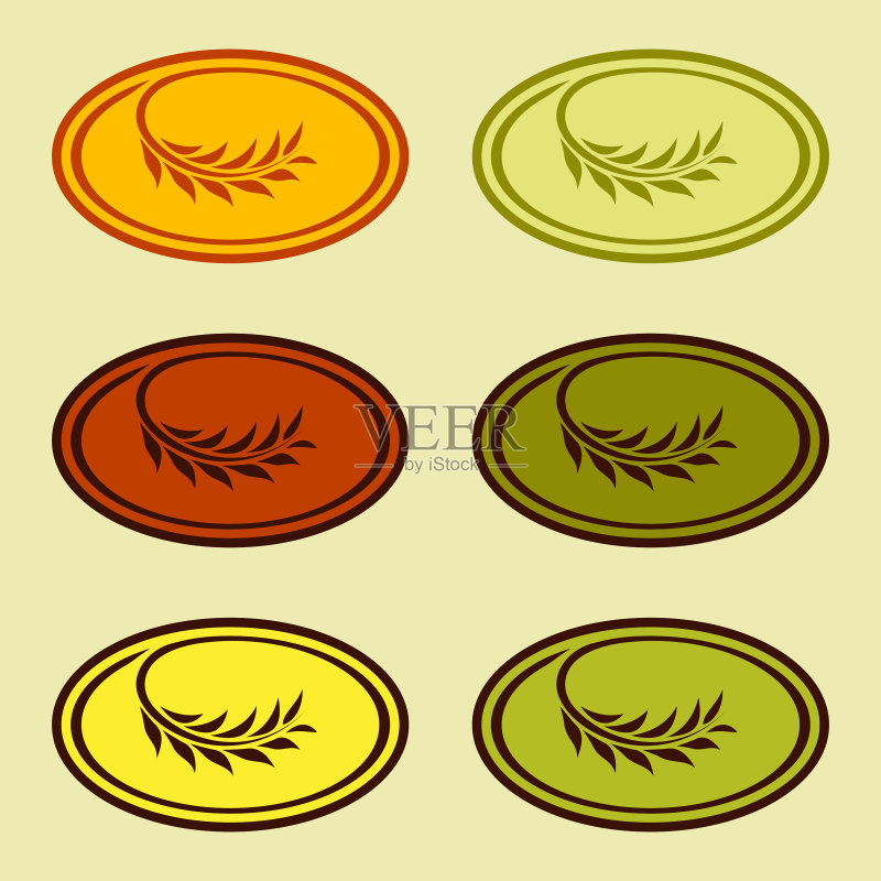 橄榄枝麦穗彩色logo图标素材