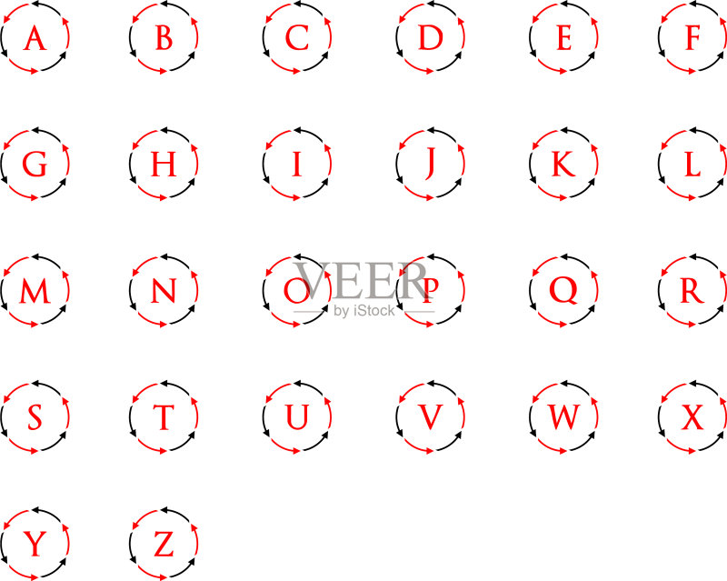 带圆形箭头的首字母Logo图标素材