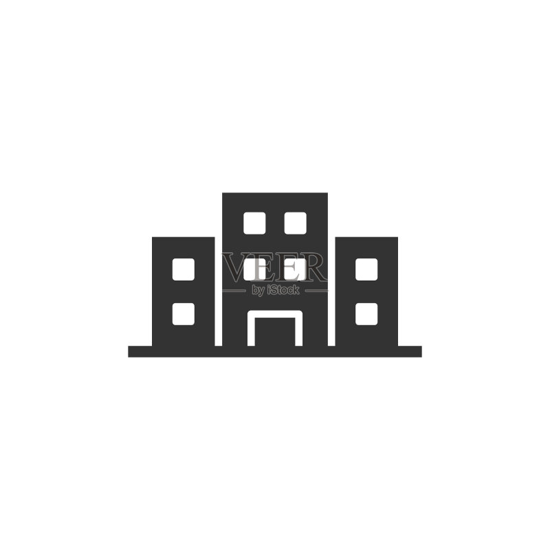 扁平风格公寓中的办公楼标志图标图标素材
