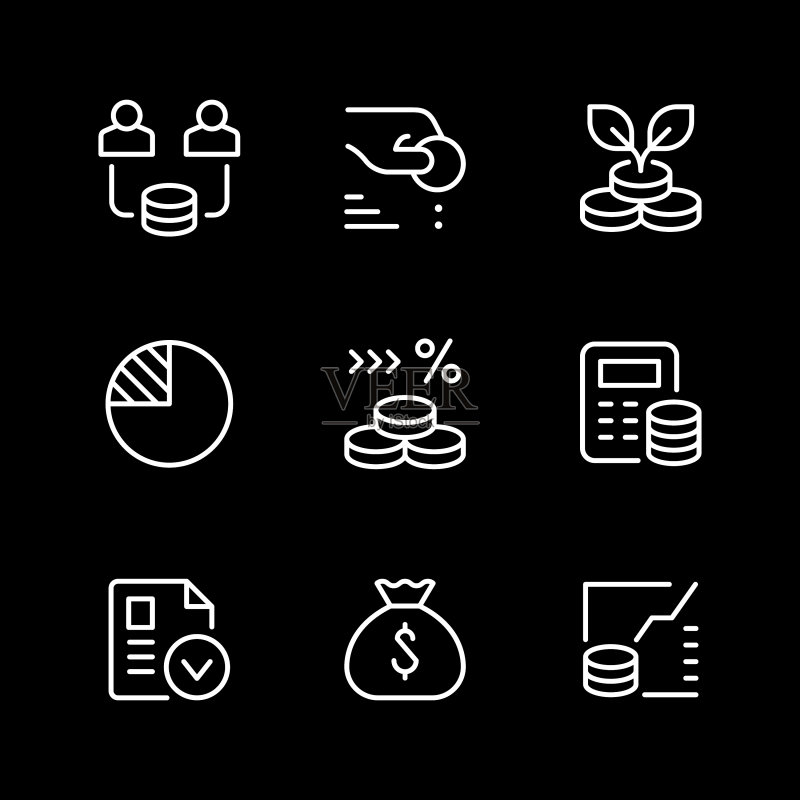 投资线形图标集图标素材