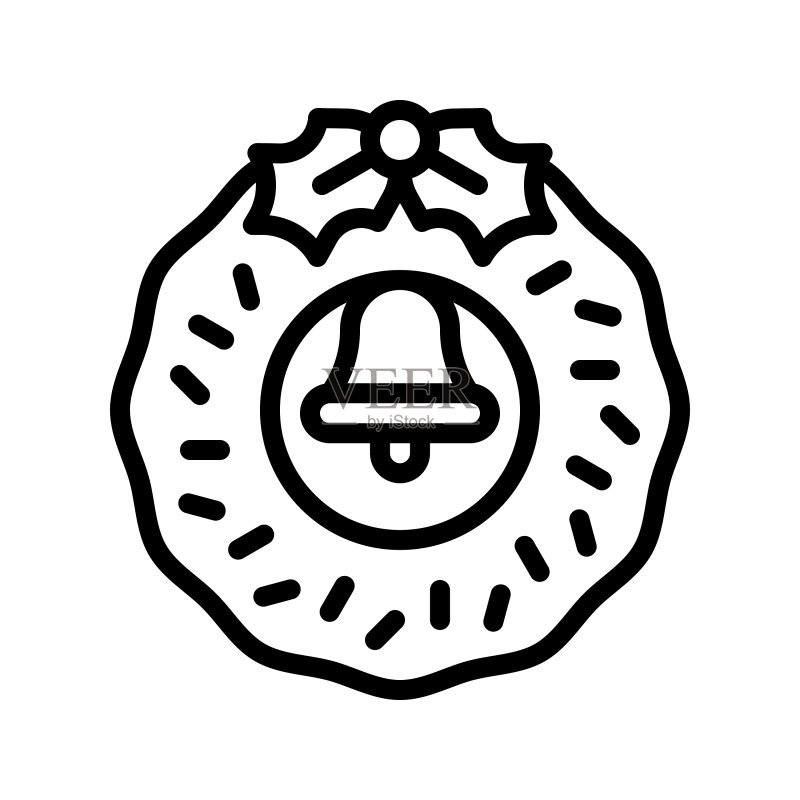 圣诞花环线条设计图标图标素材