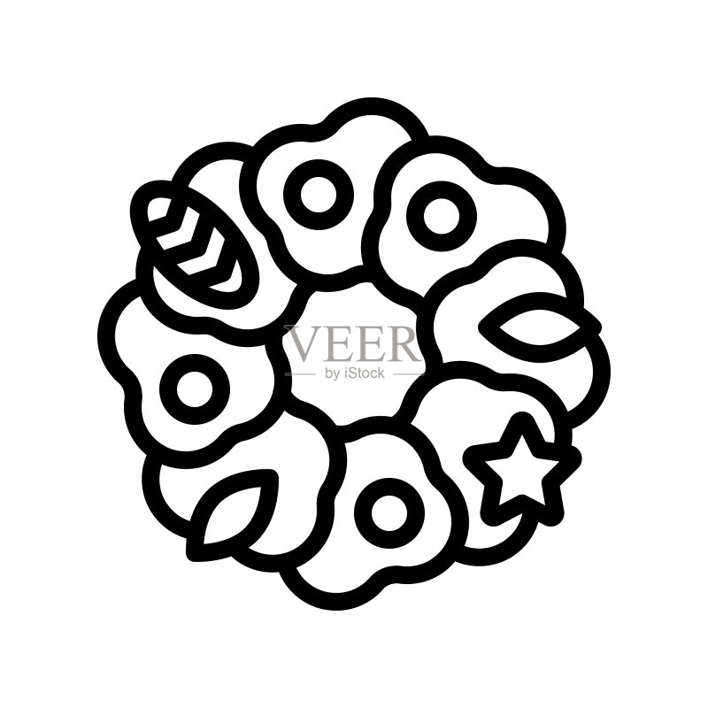 圣诞花环线条设计图标图标素材