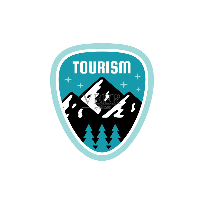 户外探险旅游概念徽章图标素材