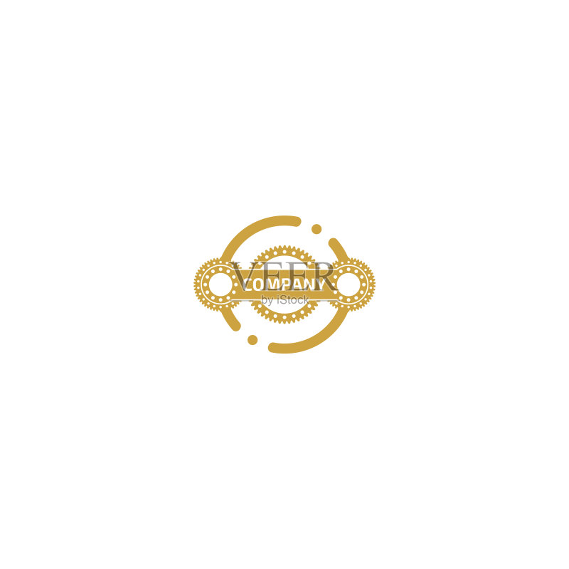齿轮与圆形组合标志设计图标素材
