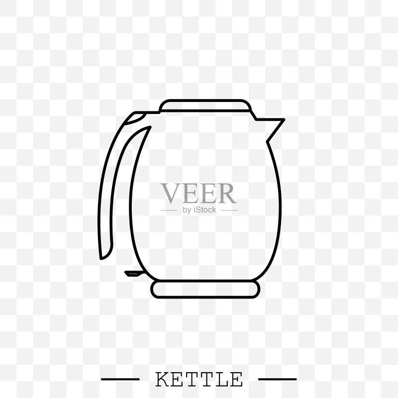 水壶图标线性茶壶标志图标素材
