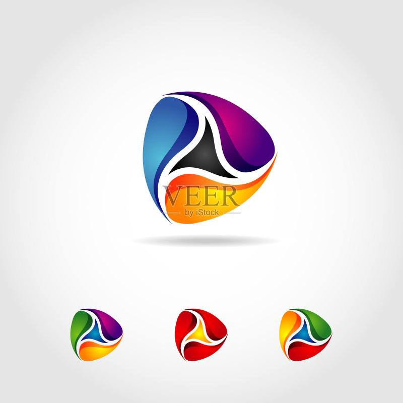 抽象彩色流体环形Logo标志图标素材