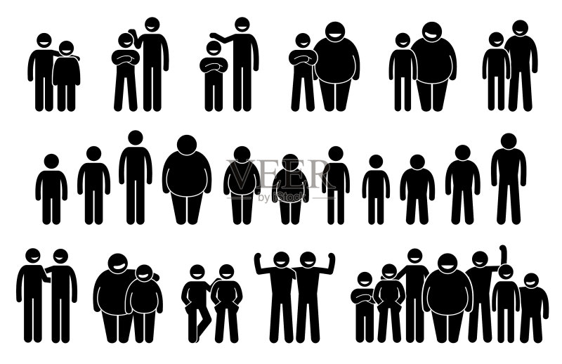 不同体型的人物与男人图标素材