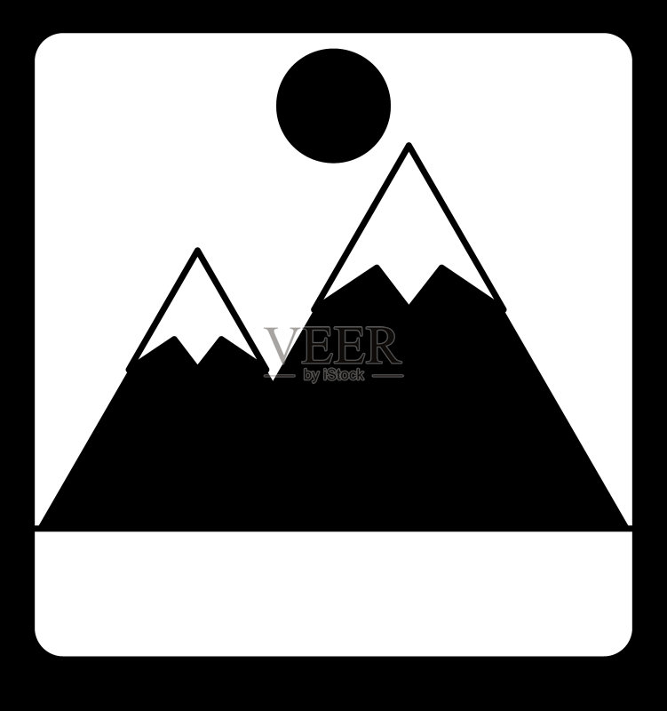 带有山脉和太阳图标的图像照片图标素材