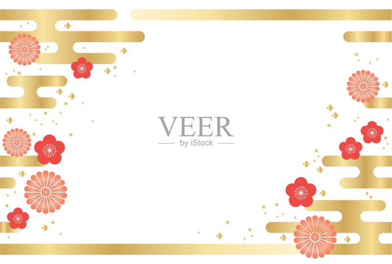 日本无缝年卡模板正版插画素材