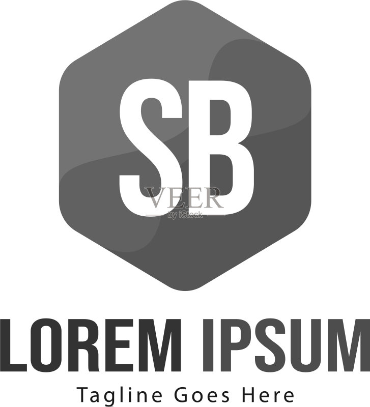 带有现代框架的SB字母logo模板图标素材