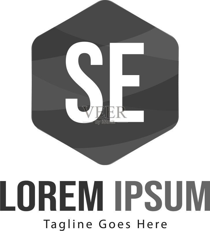 具有现代框架的SE首字母logo模板图标素材
