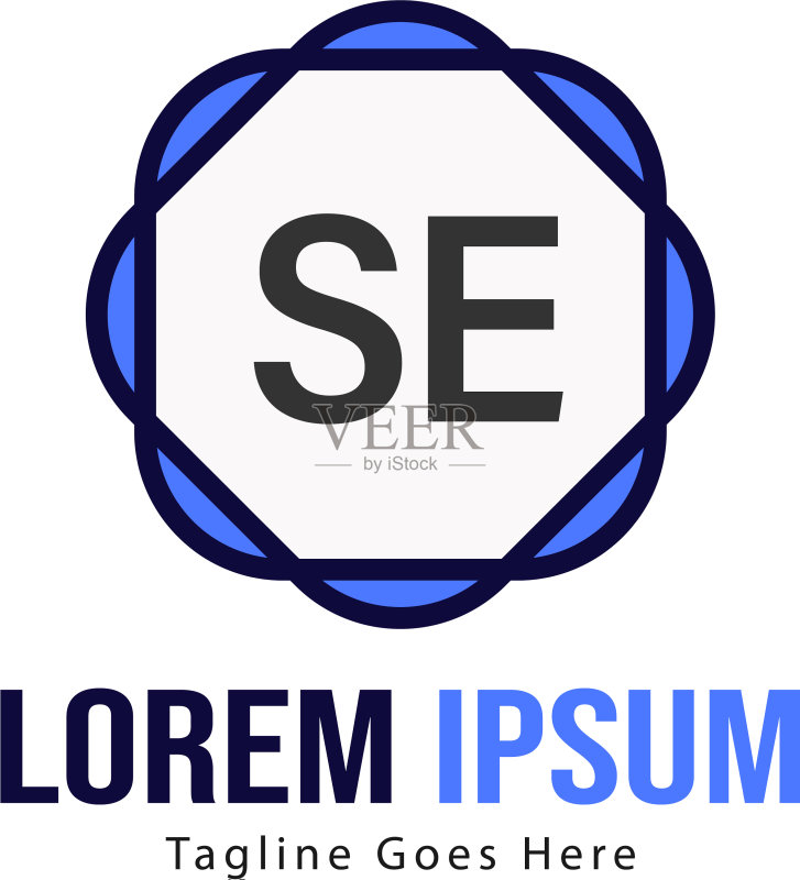 具有现代框架的SE首字母logo模板图标素材