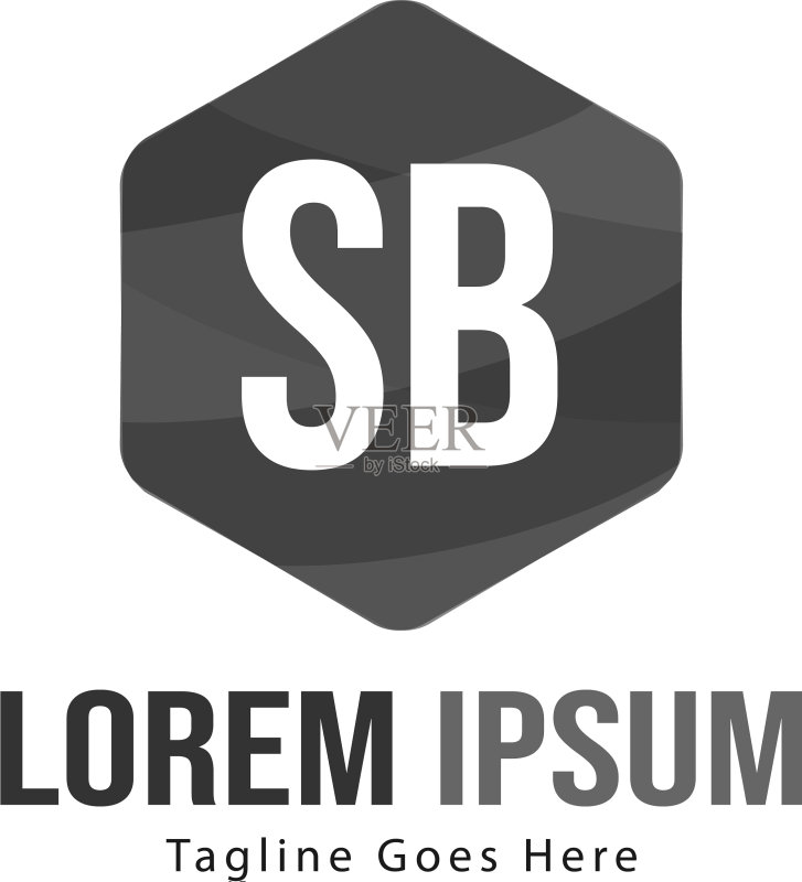带有现代框架的SB字母logo模板图标素材