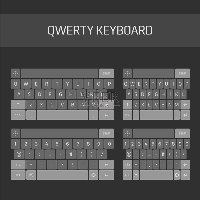 全套QWERTY键盘图标素材