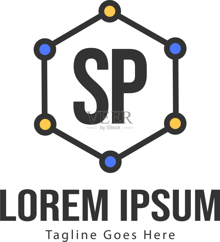 现代框架SP首字母Logo模板图标素材