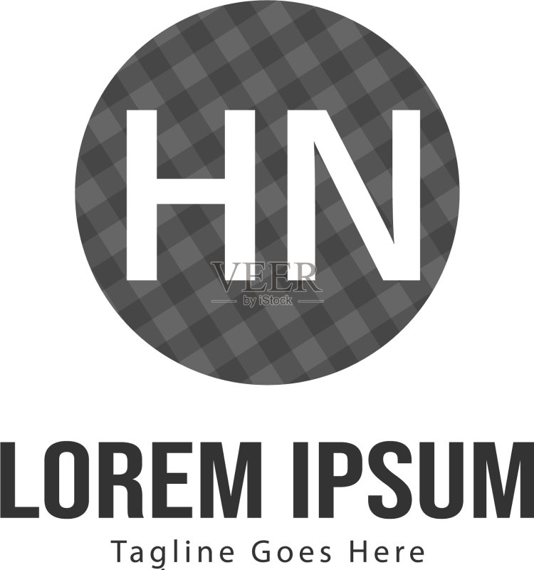 HN字母logo模板,现代边框图标素材