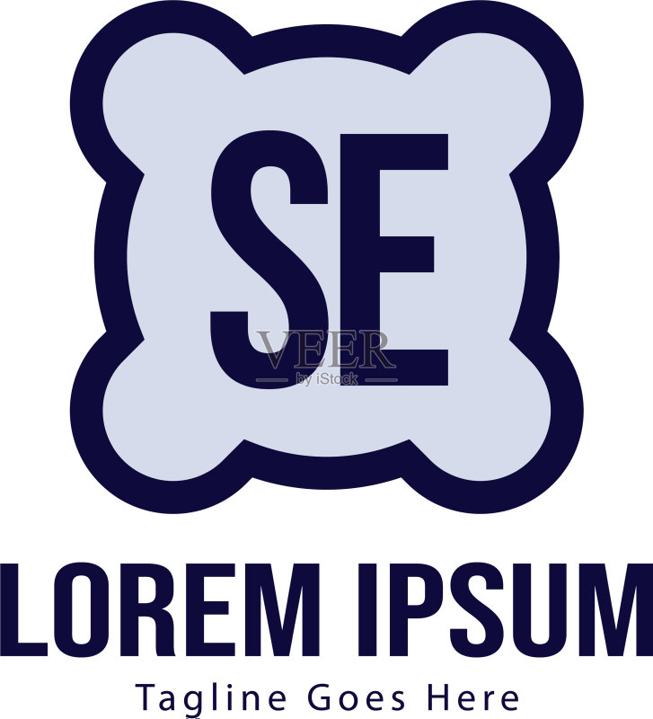 具有现代框架的SE首字母logo模板图标素材