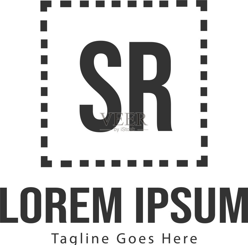 带有现代框架的SR首字母logo模板图标素材