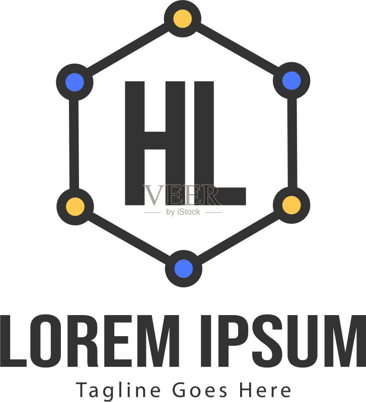 带现代框架的HL字母logo模板图标素材