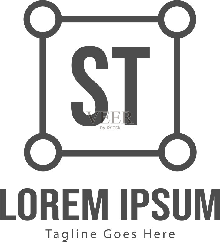 首字母ST现代框架logo模板图标素材