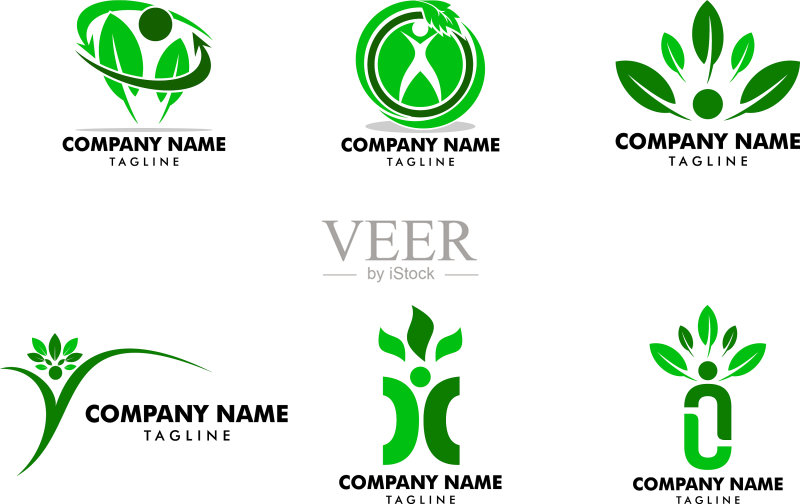 人类树叶Logo模板图标素材