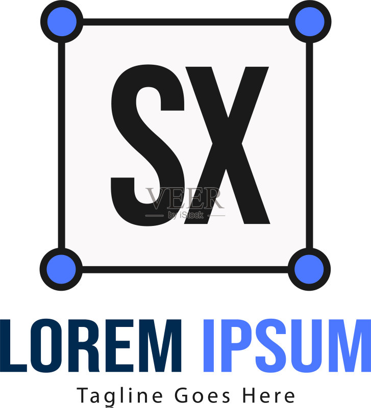 SX首字母现代框架logo模板图标素材