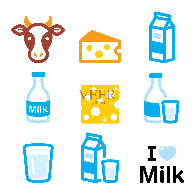 乳制品图标——牛奶奶酪设计图标素材