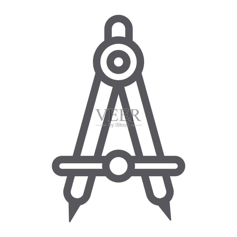 学校指南针线条图标建筑师和制图图标素材