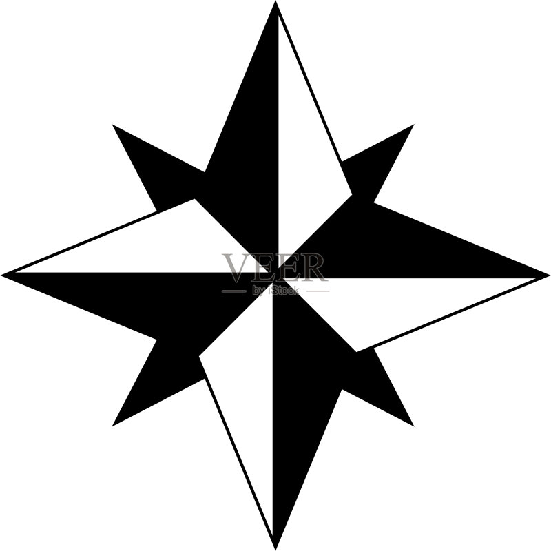黑色风玫瑰图标图标素材
