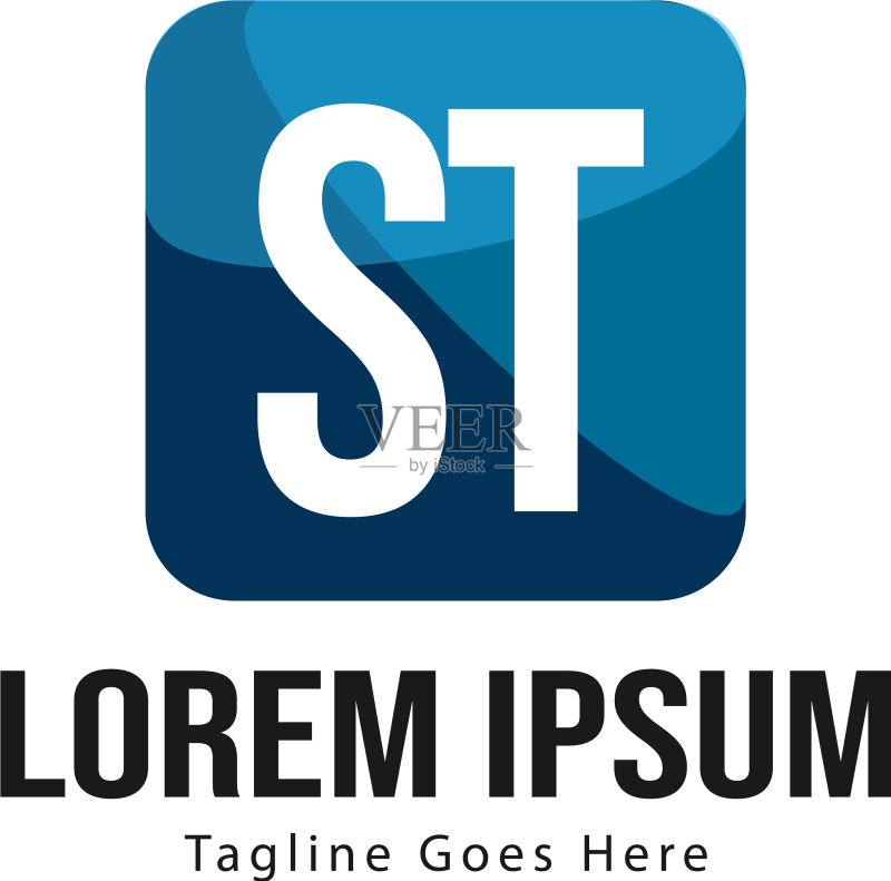 首字母ST现代框架logo模板图标素材