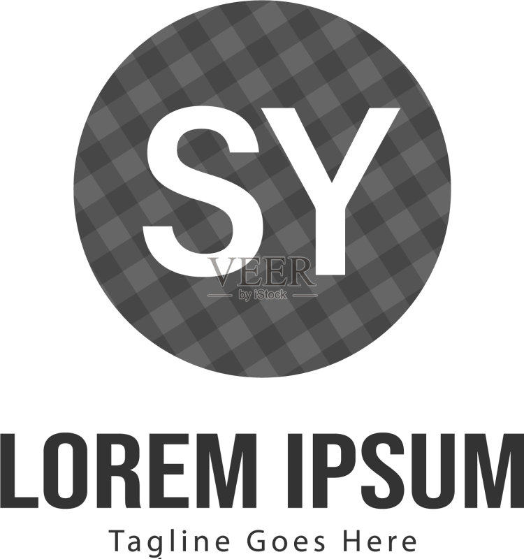 带有现代框架的SY首字母标志模板图标素材