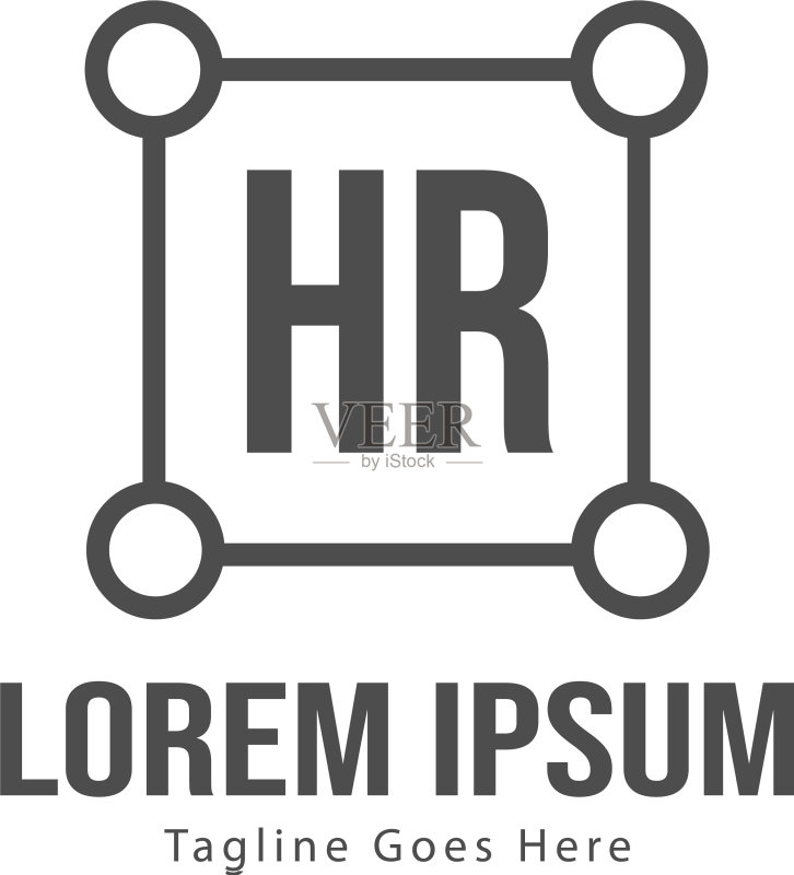 首字母HR现代边框Logo模板图标素材
