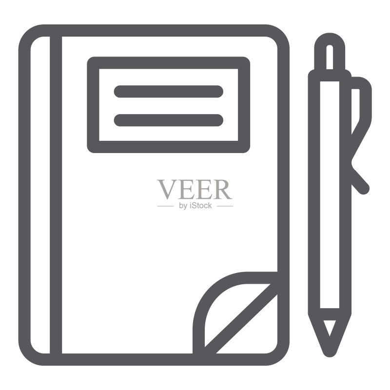 学校笔记本线条图标:纸张与教育图标素材