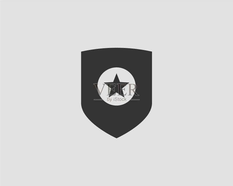 带星星图标的盾牌标志图标素材