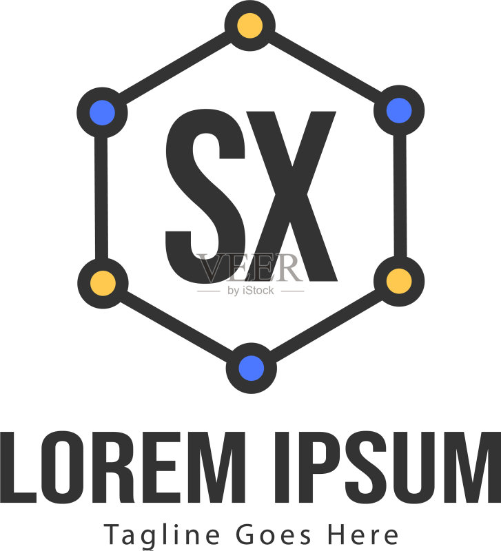 SX首字母现代框架logo模板图标素材