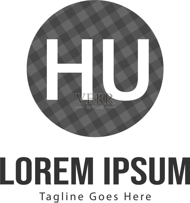 HU字母现代框架logo模板图标素材