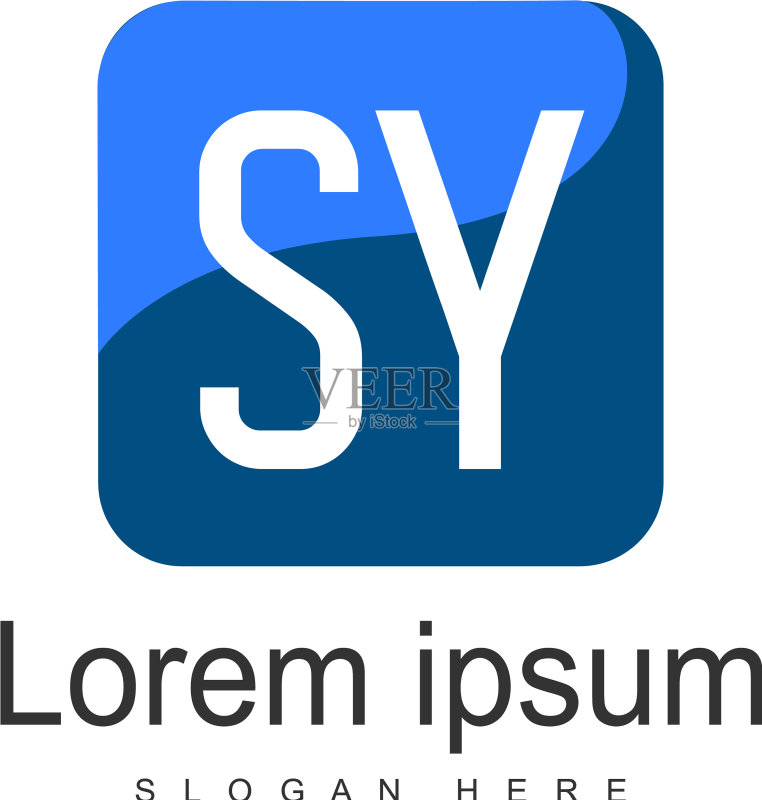 带有现代框架的SY首字母标志模板图标素材